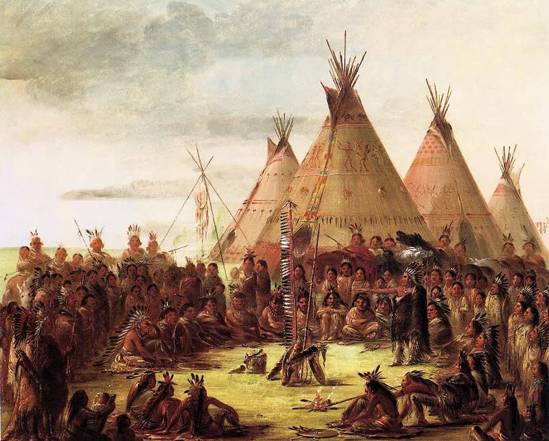 George Catlin: Sioux-Dorf, 1850 George Catlin: Sioux-Dorf, 1850